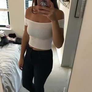 Off shoulder white crop top